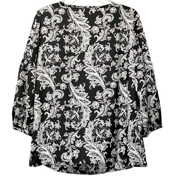 Talbots Floral Blouse in Black/White Women’s M - Picture 5 of 7